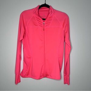 Tangerine Pink Long Sleeve Zip-Up Lightweight Jacket